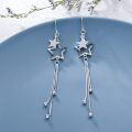wholesale 925 Sterling Silver Moon & Star Drop Threader Earrings w/ Tassel Chains for Women and Teenagers - Hypoallergenic Jewelry-0-4