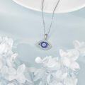 wholesale 925 Sterling Silver Evil Eye Crystal Blue Stone Pendant Necklace for Women-0-3