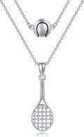 wholesale 925 Sterling Silver Tennis Racket Pendant Necklace with Chain for Women Gifts-0-0