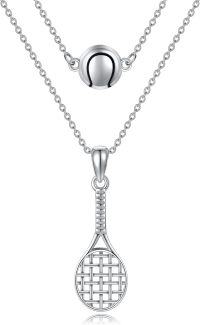 wholesale 925 Sterling Silver Tennis Racket Pendant Necklace with Chain for Women Gifts-Tennis