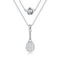 wholesale 925 Sterling Silver Enamel Tennis Ball Racket Pendant Necklace Platinum Plated For Women-0-0