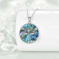wholesale 925 Sterling Silver Round Abalone Shell Dragonfly Pendant Necklace for Women-0-4
