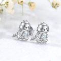 wholesale 925 Sterling Silver Dinosaur Stud Earrings with Cubic Zirconia - Hypoallergenic  for Girls and Women-0-2