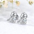 wholesale 925 Sterling Silver Dinosaur Stud Earrings with Cubic Zirconia - Hypoallergenic  for Girls and Women-0-2