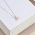 wholesale 925 Sterling Silver Green CZ Round Pendant Chain Necklace for Women Girls-0-13