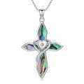 wholesale 925 Sterling Silver Abalone Shell Heart Cross Tree of Life Star of David Compass Pendant Necklace-0-0