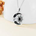 wholesale 925 Sterling Silver 925 Black Stone Sun and Moon Pendant Necklace for Women Girls Gift Jewelry Accessory-0-3