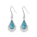 wholesale 925 Sterling Silver Teardrop Shape Turquoise & Malachite Inlay Drop Earrings-0-0