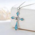 wholesale 925 Sterling Silver Cross Turquoise Healing Stone Pendant Necklaces for Women's s-0-2