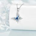 wholesale 925 Sterling Silver Blue Butterfly Crystal Pendant Necklace s for Women-0-3