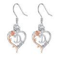 TOUPOP Sterling Silver Rose Heart Butterfly Initial D Letter Drop Dangle Earrings-0-0
