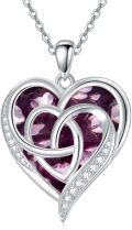 wholesale TOUPOP Birthstone Gift For Women Heart Celtic Necklace 925 Silver Heart Knot Jewellery Gift For Wife Sister Girlfriend Graduation Gifts Valentine's Christmas Gift -0-0