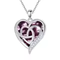 TOUPOP 925 Silver Birthstone Celtic Heart Knot Necklace Gift For Women-0-0