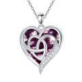 TOUPOP 925 Silver Birthstone Celtic Heart Knot Necklace Gift For Women-0-0