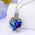 TOUPOP Sterling Silver Blue Crystal Sunflower Urn Necklace For Ashes Memorial Pendant-0-4