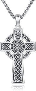 wholesale 925 Sterling Silver  Celtic Knot Cross Necklace with Chain - Mens  for Him-0-0