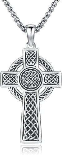 wholesale 925 Sterling Silver  Celtic Knot Cross Necklace with Chain - Mens  for Him-B-Celtic Knot Cross