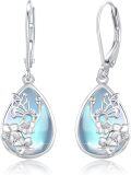 wholesale 925 Sterling Silver Teardrop Blue Moonstone Butterfly Drop Earrings-0-0