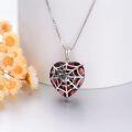 wholesale 925 Sterling Silver Spiderweb Heart Garnet Gemstone Pendant Necklace for Women's Jewelry-0-1