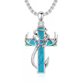 wholesale 925 Sterling Silver Black Enamel Deer Antlers Cross Pendant Necklaces Wholesale with Stainless steel chain for Men -0-4
