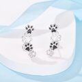 wholesale 925 Sterling Silver Black Enamel Dog Paw Print Climber Stud Earrings for Women-0-2