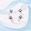 wholesale 925 Sterling Silver Black Enamel Dog Paw Print Climber Stud Earrings for Women-0-2