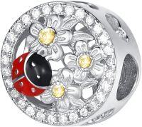 wholesale 925 Sterling Silver CZ Flower & Ladybug Charm Bead for Bracelet Jewelry Accessories-Ladybug