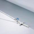 wholesale 925 Sterling Silver Cross Pendant With Blue Opal And Philippians Inscription-0-76