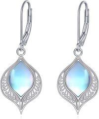 wholesale 925 Sterling Silver Blue Moonstone Teardrop Leverback Earrings Jewelry-E-filigree moonstone