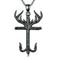 wholesale 925 Sterling Silver Antler Cross Pendant Necklace-0-4