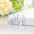 wholesale 925 Sterling Silver French Bulldog Animal Design Huggie Hoop Earrings for Women Girls  38mm Diameter-0-2