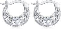 wholesale 925 Sterling Silver Heart CZ Filigree Hoop Earrings - Vintage Style Jewellery Gifts for Women-Filigree A