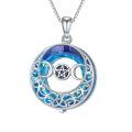 TOUPOP 925 Silver Moonstone Triple Moon Goddess Celtic Knot Pendant Necklace-0-0
