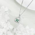 wholesale 925 Sterling Silver Lock Pendant with Four-Leaf Clover Design for Women's Necklaces - Saint Patrickâs Day Gift Ideas-0-3