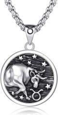 wholesale 925 Sterling Silver Taurus Bull Zodiac Sign Constellation Pendant Necklaces for Men Women Gifts-0-0