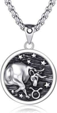 wholesale 925 Sterling Silver Taurus Bull Zodiac Sign Constellation Pendant Necklaces for Men Women Gifts-4-Taurus (A-Retro Apr.20-May.20)