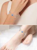 wholesale 925 Sterling Silver Blue Opal Evil Eye Sea Turtle Starfish Shell Charm Ankle Anklet-0-3