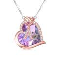 TOUPOP Sterling Silver Crystal Letter A Opal Flower Necklace For Women-0-0