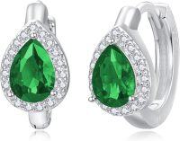 wholesale 925 Sterling Silver Birthstone Pear Teardrop Huggie Hoop Earrings for Women-May