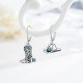 wholesale 925 Sterling Silver Cowboy Boot & Hat Turquoise Western Drop Earrings for Women-0-1