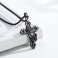 wholesale Black  Praying Hands Cross Pendant Necklace with Abalone Shell Inlay - Religious Jewelry for Men & Women-0-3