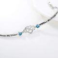 wholesale 925 Sterling Silver Adjustable Infinity Heart Bracelet with Blue Crystal and Engraved Message for Women-0-2
