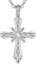 wholesale 925 Sterling Silver Cubic Zirconia Accent Religious Cross Pendant Necklaces for Women  Ideas-0-0