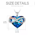 TOUPOP Sterling Silver Blue Crystal Infinity Love Heart Pendant Necklace-0-2