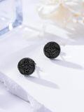 wholesale 925 Sterling Silver Round Black Onyx Celtic Knot Stud Earrings for Men Women Punk Gothic Jewelry 48x36mm-0-3