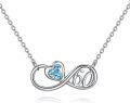 wholesale 925 Sterling Silver Blue Topaz Infinity 50th Anniversary Heart Pendant Necklace for Women-0-0