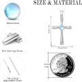 wholesale 925 Sterling Silver Cross with Blue Moonstone and Cubic Zirconia Pendant Necklace for Women Girls-0-4