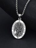 wholesale 925 Sterling Silver  Oval Saint Dymphna Pendant Necklaces for Men & Women-0-2