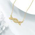 wholesale 925 Sterling Silver Cubic Zirconia Accent Gold Plated DNA Pendant Necklaces for Women Girls Gifts-0-1
