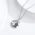 wholesale 925 Sterling Silver Witch Hat Cat Moon Pendant Necklaces with Blue Stone Gothic Punk s for Women-0-3